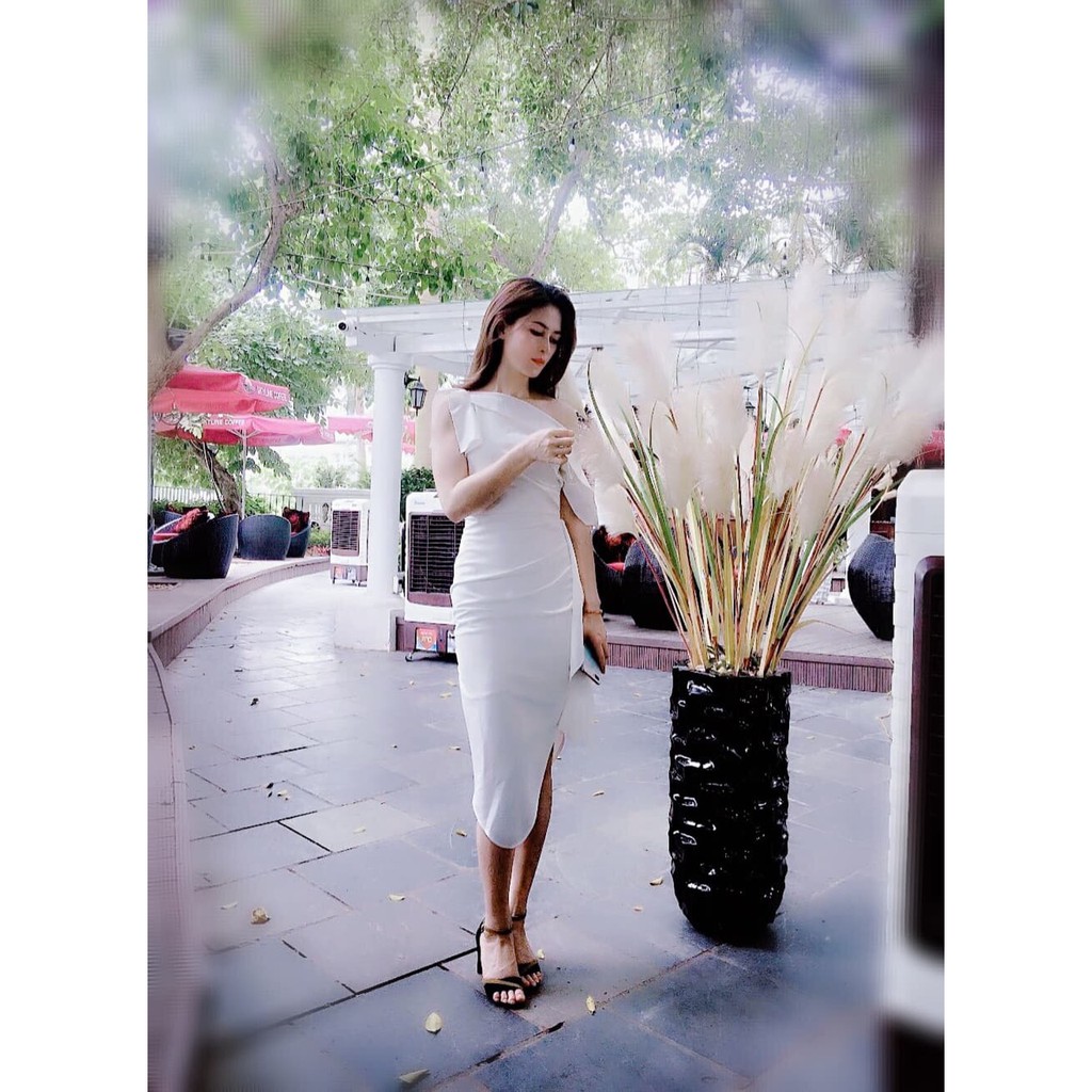 Váy trắng lêch vai V1014 - ĐẸP SHOP DVC ( Ảnh mẫu và ảnh trải sàn do shop tự chụp ) | BigBuy360 - bigbuy360.vn