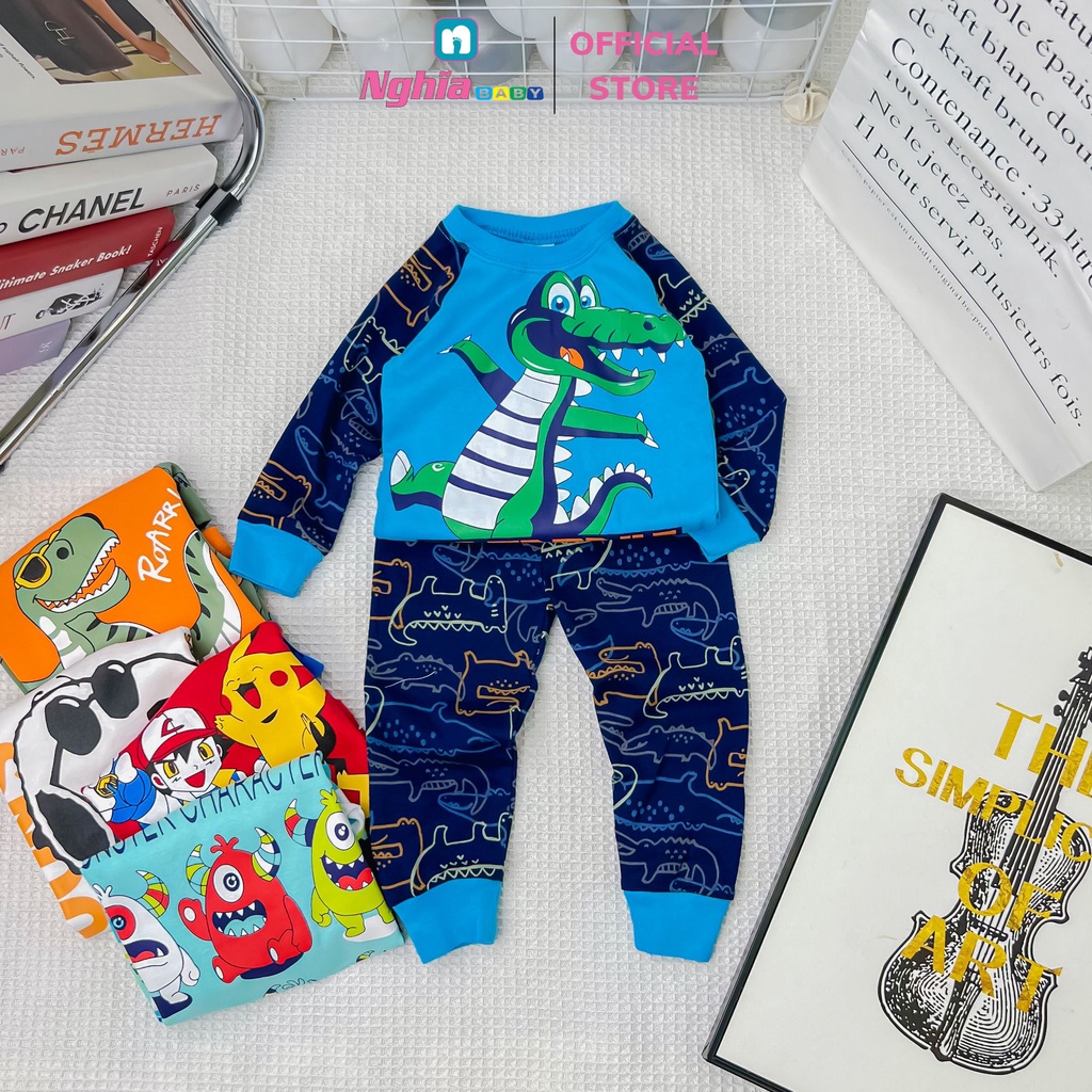 Đồ bộ dài bé trai - Bộ Quần áo dài tay bé trai - Đồ bộ dài tay cho bé trai chất bozip NGHĨA BABY dành cho bé từ 9-21kg