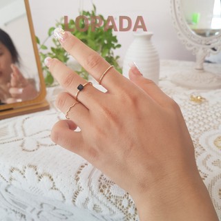 Set nhẫn 3 chiếc black pearl LOPADA phong cách Hàn Quốc