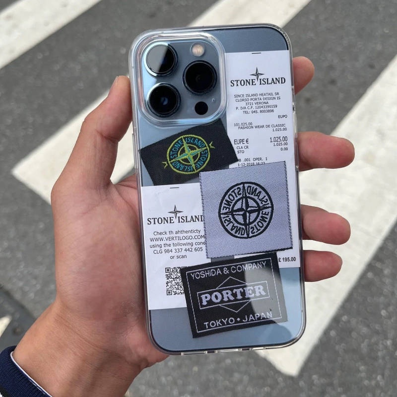 Ốp điện thoại mềm chống rơi họa tiết stone island thích hợp cho Iphone12 13promax 11 XS / XR 14 qXiB
