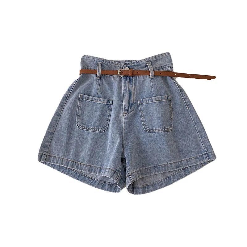 Quần Short Denim Lưng Cao Ống Rộng Phong Cách Hàn Quốc Thời Trang Mùa Hè Hàng Mới Dành Cho Bạn Nữ