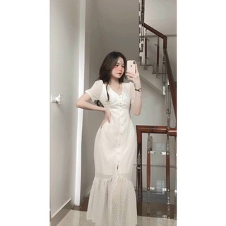 ĐẦM MAXI ĐUÔI CÁ CỔ V (KÈM VIDEO HÌNH THẬT)