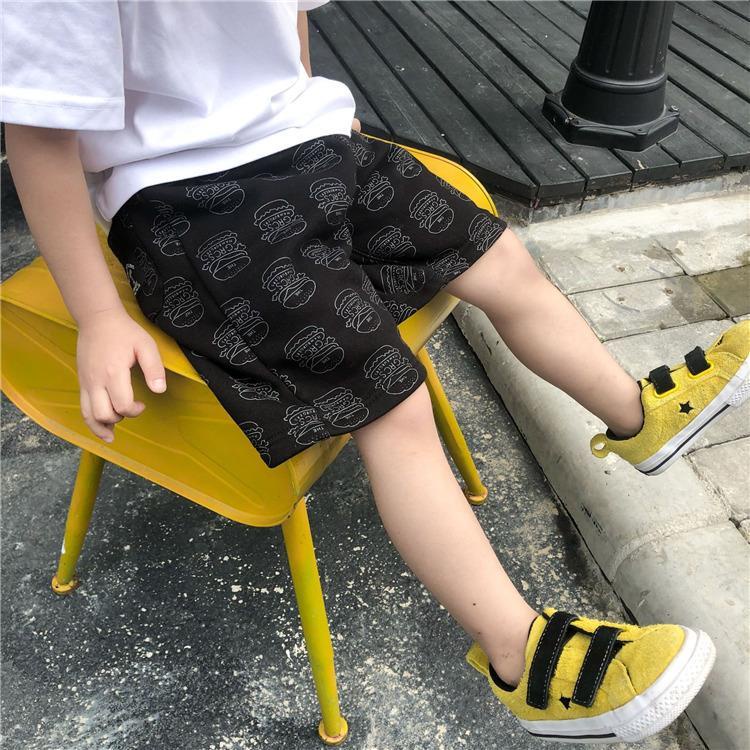 Quần Short Cotton Mỏng Năm Tấc Màu Đen In Họa Tiết Phong Cách Hàn Quốc Nhật Bản Thời Trang Mùa Hè Cho Bé Trai / Gái
