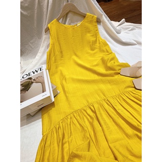 Váy lụa đũi vàng thiết kế Lalastyle