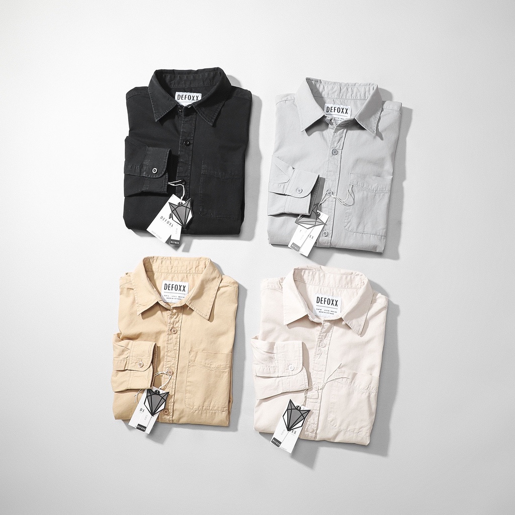 Aó sơ mi NAM denim kaki Defoxx (Form Slim,chất vải kaki xử lí,mềm mịn thoáng mát Hàng VNXK)
