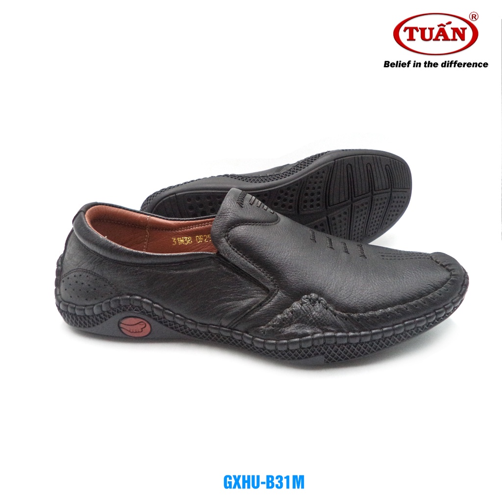 Giày nam giày mọi quai da nhập khẩu đế cao su êm mềm thương hiệu Tuấn GXHU-31M