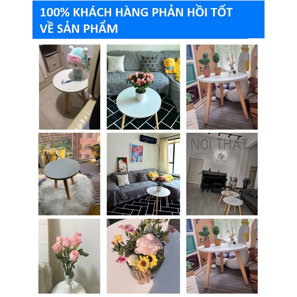 Bàn tròn sofa/ bàn trà phòng khách chân gỗ tự nhiên, phong cách vintage, có thể làm bàn trà bệt hoặc bàn trà sofa