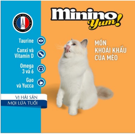 COMBO 2 Gói thức ăn cho mèo mọi lứa tuổi vị hải sản Minino Yum 1,5kg/gói