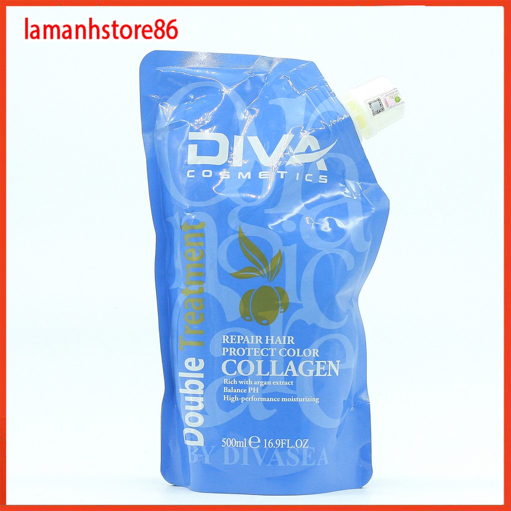 Ủ TÓC - KEM HẤP TÓC - KEM Ủ TÓC - COLLAGEN DIVA  TÚI 500ML SIÊU PHỤC HỒI TÓC YẾU NÁT.