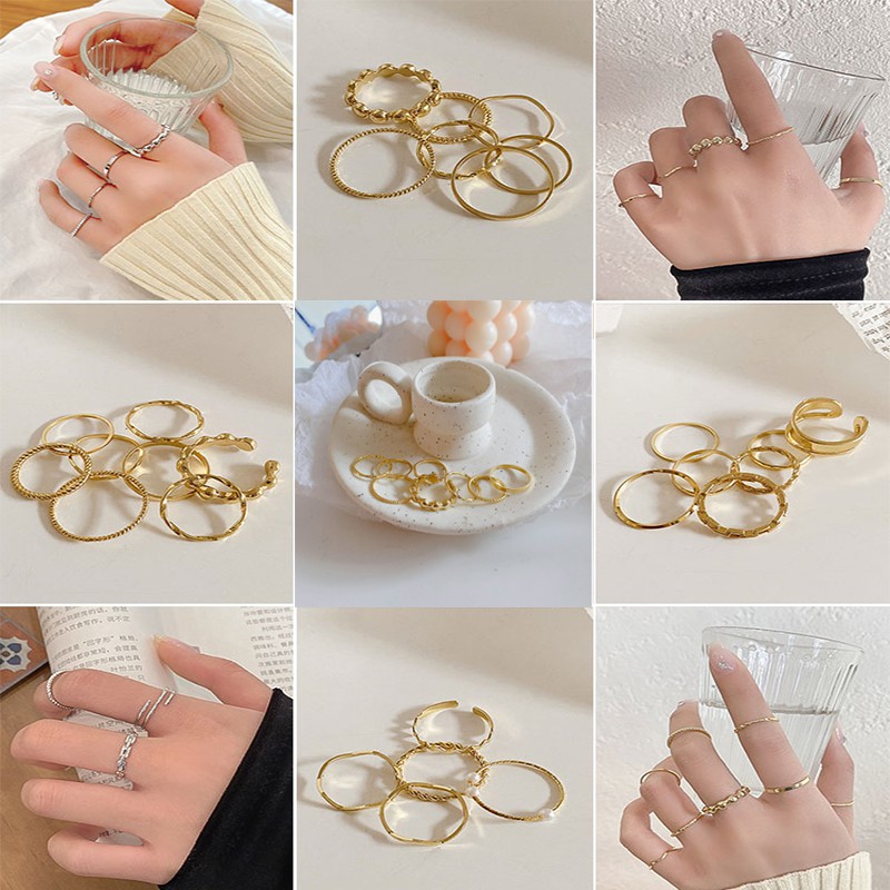 Set nhẫn thiết kế hở ngón thời trang Hàn Quốc