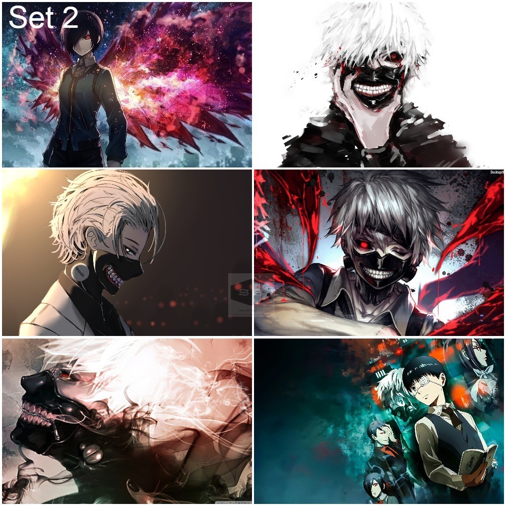 Bộ 6 Áp phích - Poster Anime Tokyo Ghoul - Ngạ Quỷ Vùng Tokyo (bóc dán) - A3,A4,A5