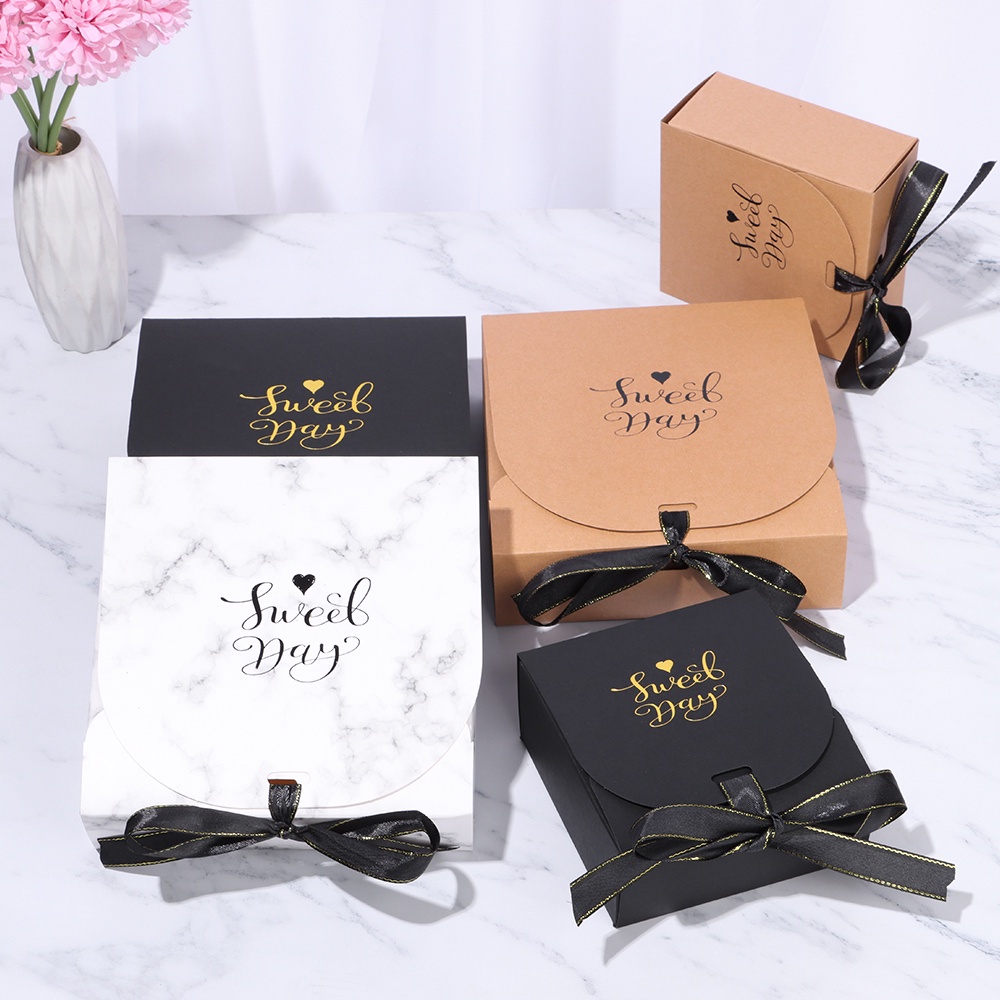 Hộp giấy kraft đựng kẹo gói quà tự làm sáng tạo nhiều màu tùy chọn