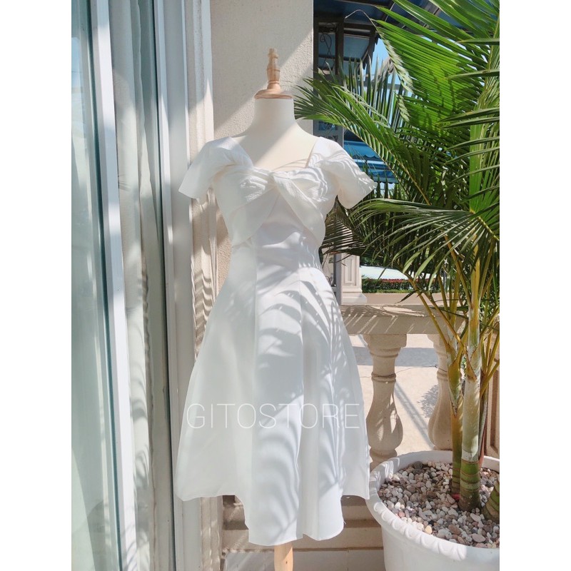 ĐẦM ĐI TIỆC TRỄ VAI XOẮN - DÁNG XÒE MIDI - GD054 | BigBuy360 - bigbuy360.vn