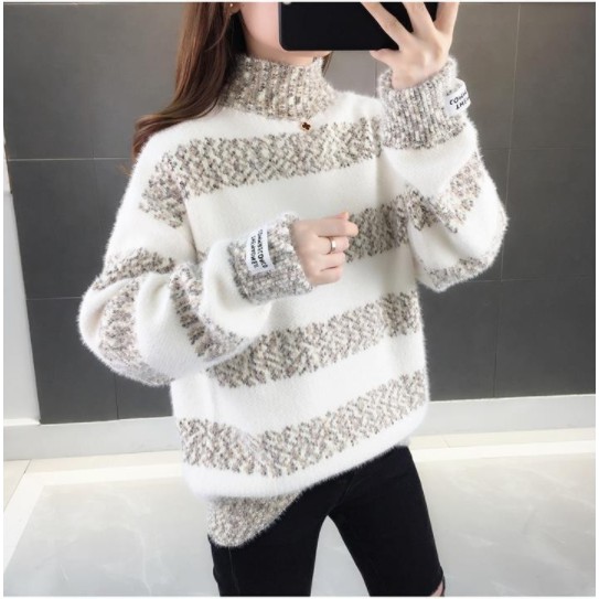 Áo Len Nữ Kẻ Mờ Pha Màu Dày Dặn, Ấm Thời Trang Hàn Quốc - LKEMO | BigBuy360 - bigbuy360.vn