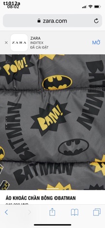 Áo khoác Batman zara