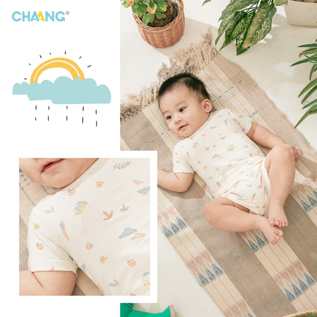 Set Bộ Cộc Cúc Vai Cho Bé CHAANG Garden Trắng Babychumchum