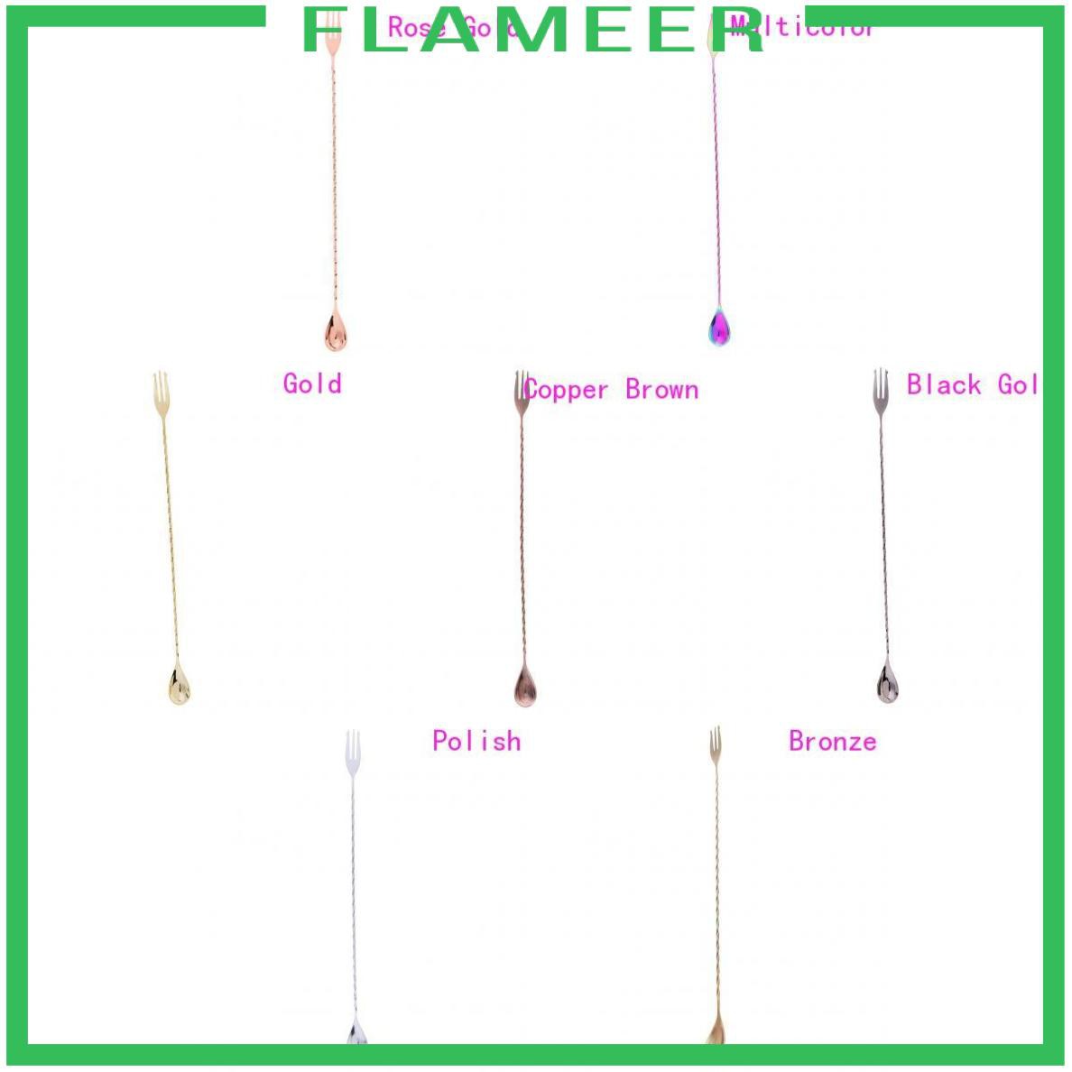 [FLAMEER] Long Handle Stainless Steel Cocktail Stirrer Spoon Twisted Handle Rose Gold
