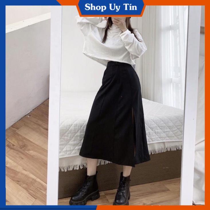 Chân Váy Chữ A Công Sở Dài Xẻ Tà  Chân Váy Dáng Dài Qua Gối Hàn Quốc Màu Đen Trắng Đẹp Cao Cấp CV001 | BigBuy360 - bigbuy360.vn