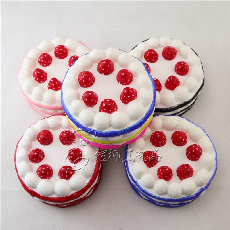 Squishy Lớn JUMBO Hình bánh kem 6 dâu nhiều màu Đồ Chơi Xốp Giảm Stress Hình mềm mịn dễ Thương đàn hồi Cho Bé