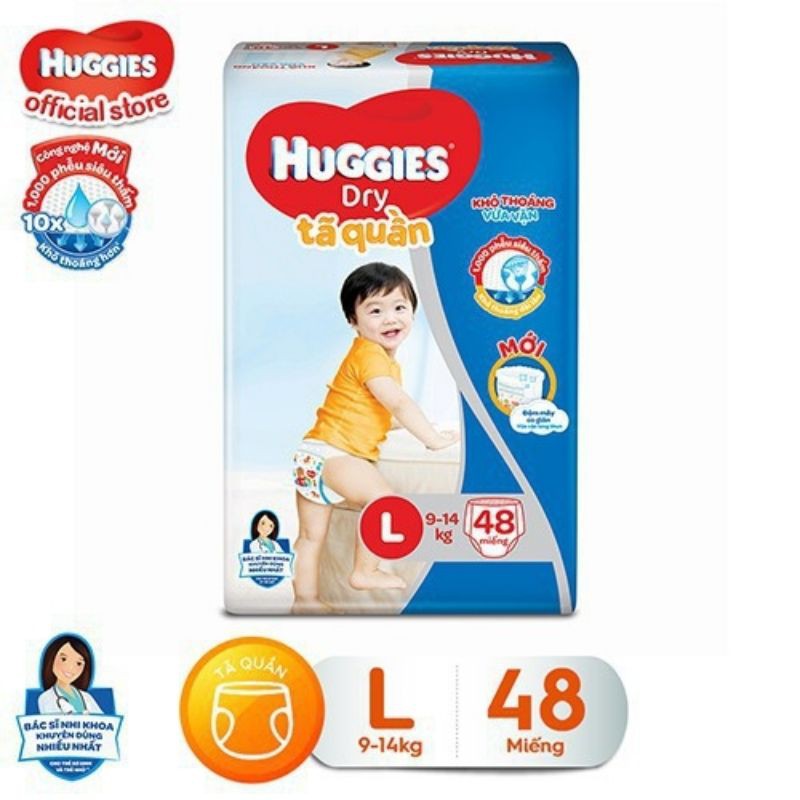 (THANH LÝ) Tả quần Huggies L48/XL42 (Bao bì không đẹp/rách)