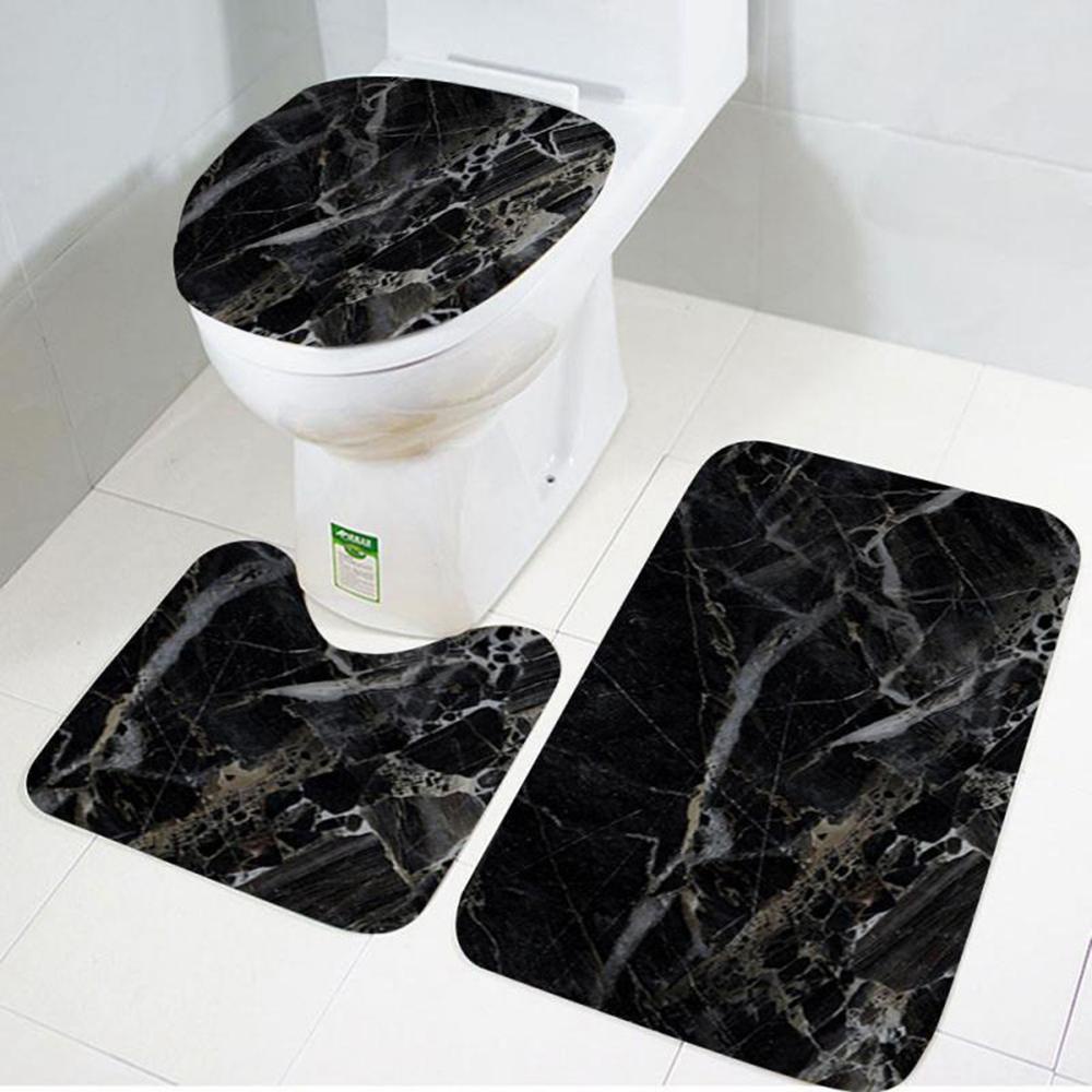 Set 3 Thảm Lót Sàn Nhà Tắm Họa Tiết Vân Đá Cẩm Thạch Có Thể Giặt Rửa Tiện Dụng