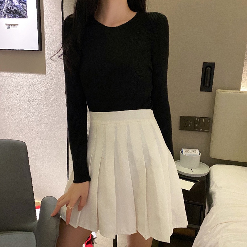 Áo sweater IELGY dài tay cổ tròn dáng ôm vừa vặn thời trang châu Âu dành cho nữ