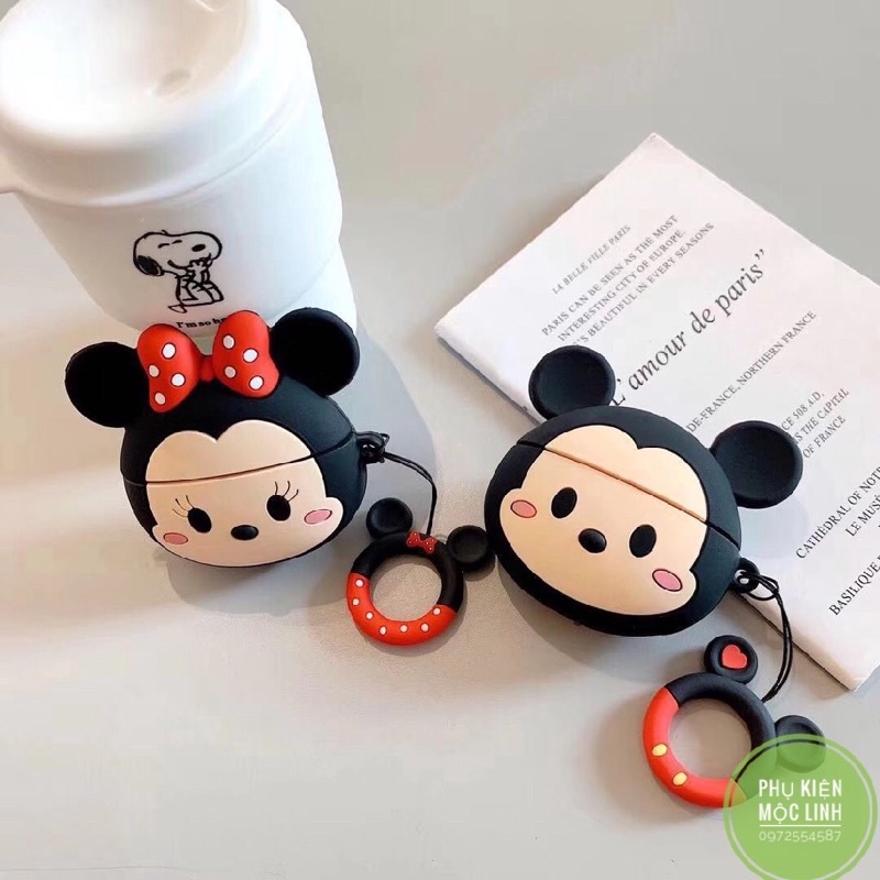 ☘️Tặng kèm móc tay☘️ Case bao airpod silicon 1 2 Pro 3 MICKEY MOUSE - Vỏ bọc đựng tai nghe không dây i12 i100... AirPods