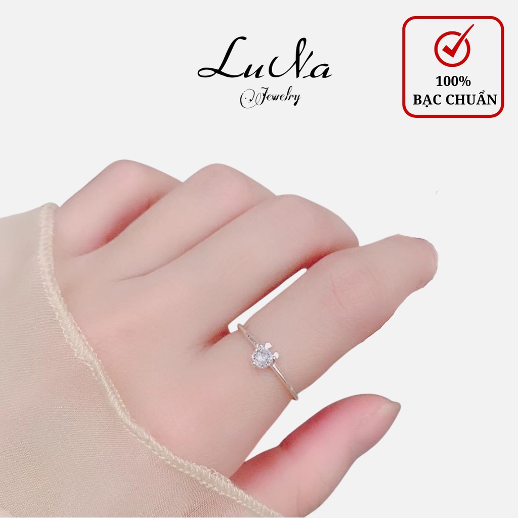 Nhẫn bạc đính đá tai mèo, Nhẫn bạc LuNa- LuNa Jewelry
