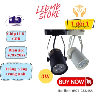 Đèn led rọi ray 3W siêu sáng, siêu bền vỏ đen, trắng,phải sử dụng kèm thanh ray, chiếu điểm tập trung, bảo hành 24thang