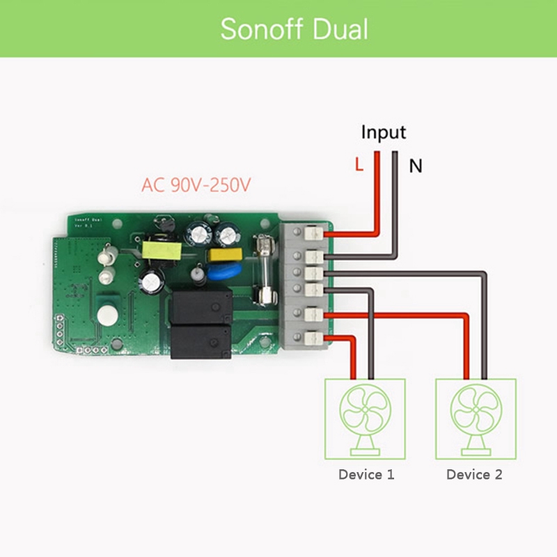Module cho công tắc thông minh kết nối Wifi ITEAD Sonoff Dual R2 10A