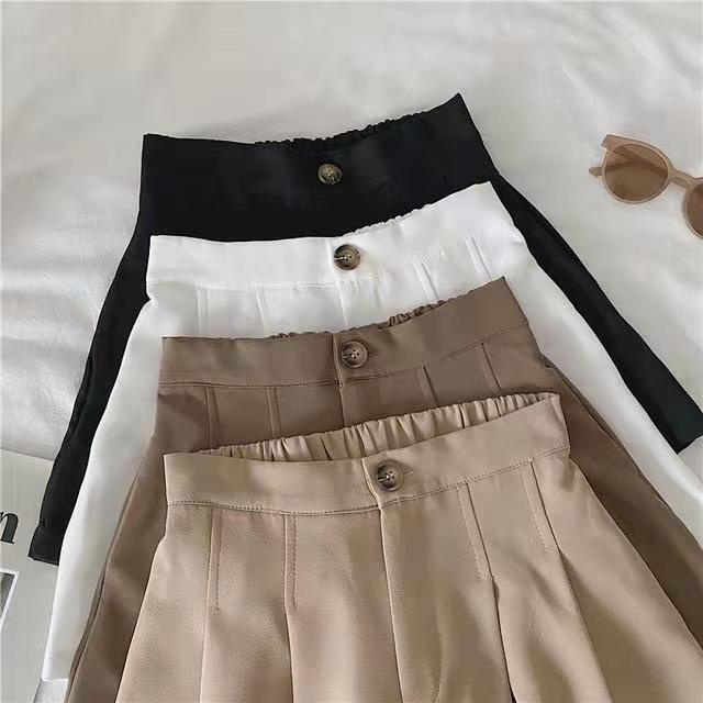 [Linin] Quần Short Dáng Chữ a Ống Rộng Lưng Cao Xếp Ly Phong Cách Mới Cho Nữ