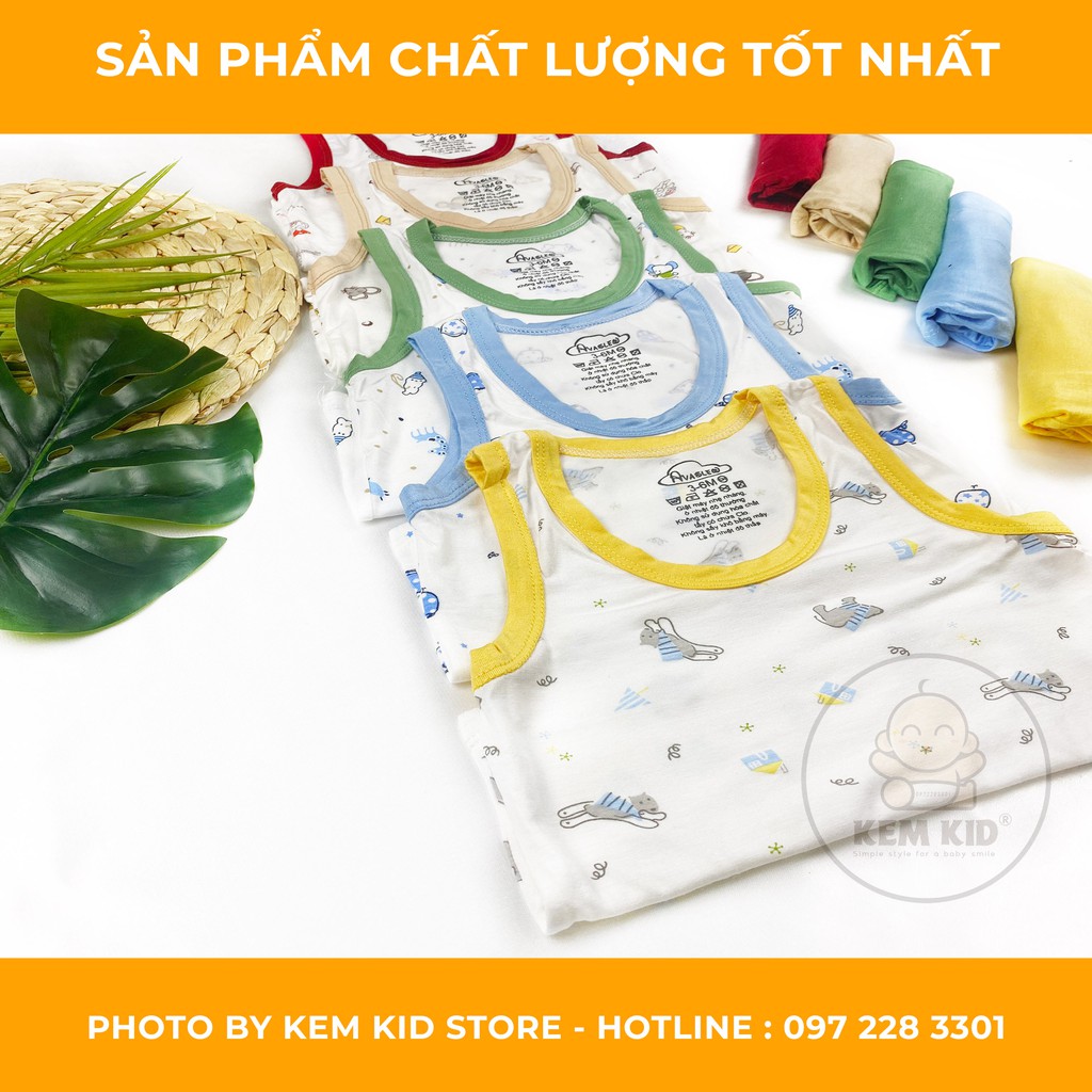 Bộ Avasle Ba Lỗ họa tiết cute, vải thun lạnh siêu mát, mềm mịn thấm hút mồ hôi cho bé