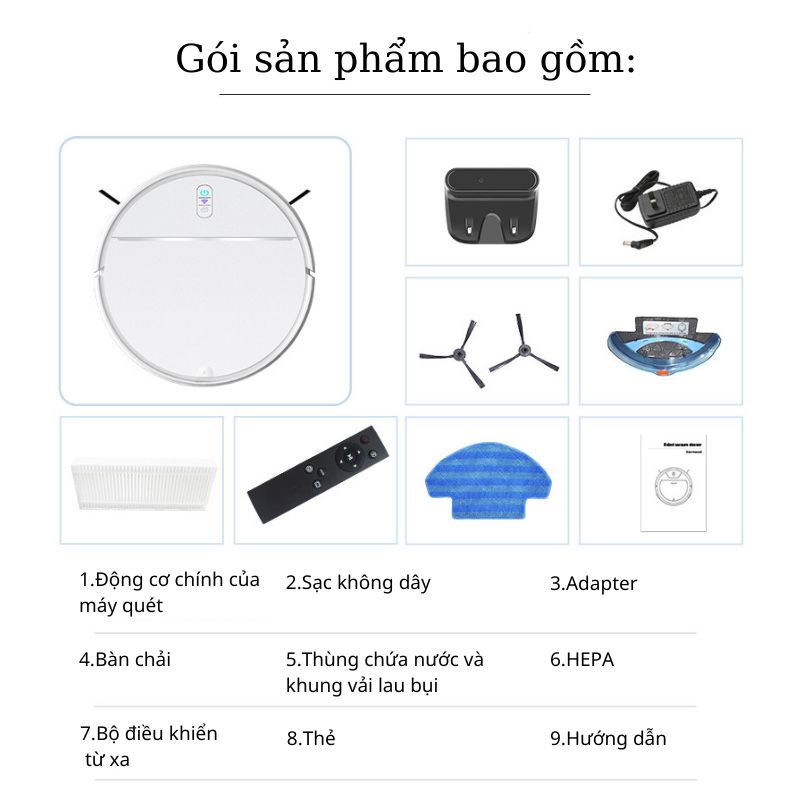 Robot hút bụi thông minh E06, Máy hút bụi lau nhà 2in1 cao cấp tự động sạc, cảm biến chống rơi, lập trình bản đồ qua App