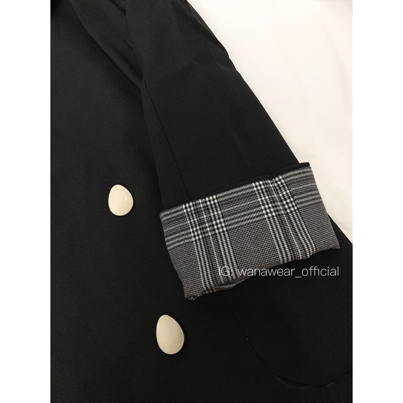 Áo blazer nữ form rộng WANAWEAR khoác nữ đen cao cấp 2 lớp dày dặn có đệm vai sang chảnh Hàn Quốc | BigBuy360 - bigbuy360.vn