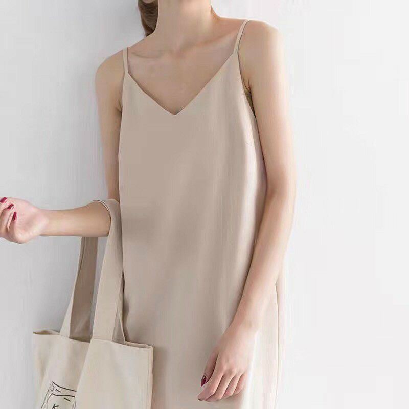 váy hai dây trơn vintage xinh xắn nhiều màu sắc