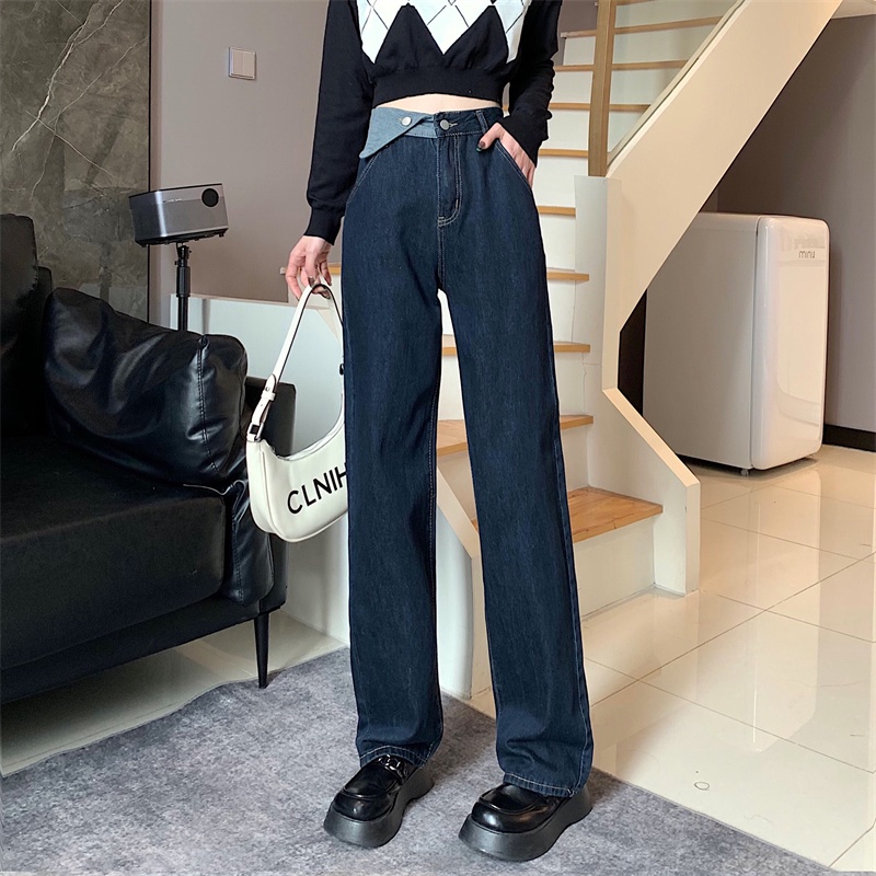 Quần Jeans Nữ Lưng Cao Ống Rộng Thời Trang Hàn Quốc