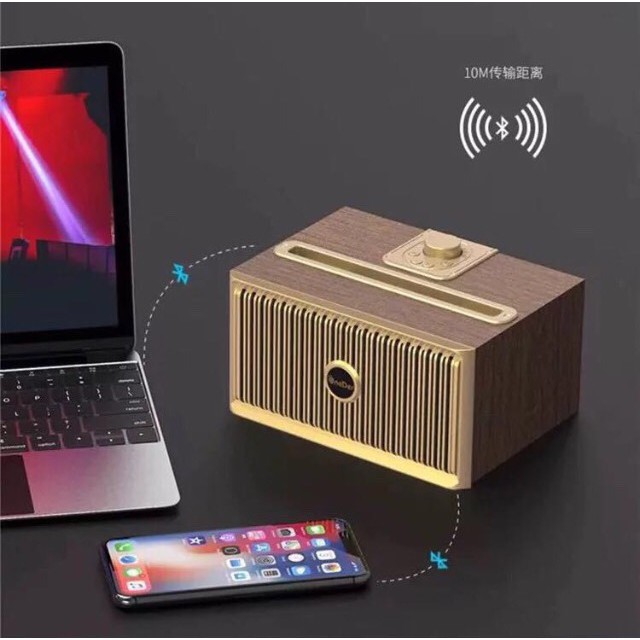 Loa Gỗ Bluetooth cao cấp V6 dáng cổ điển siêu bass trầm ấm mới 2019