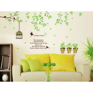 decal dán tường lá xanh