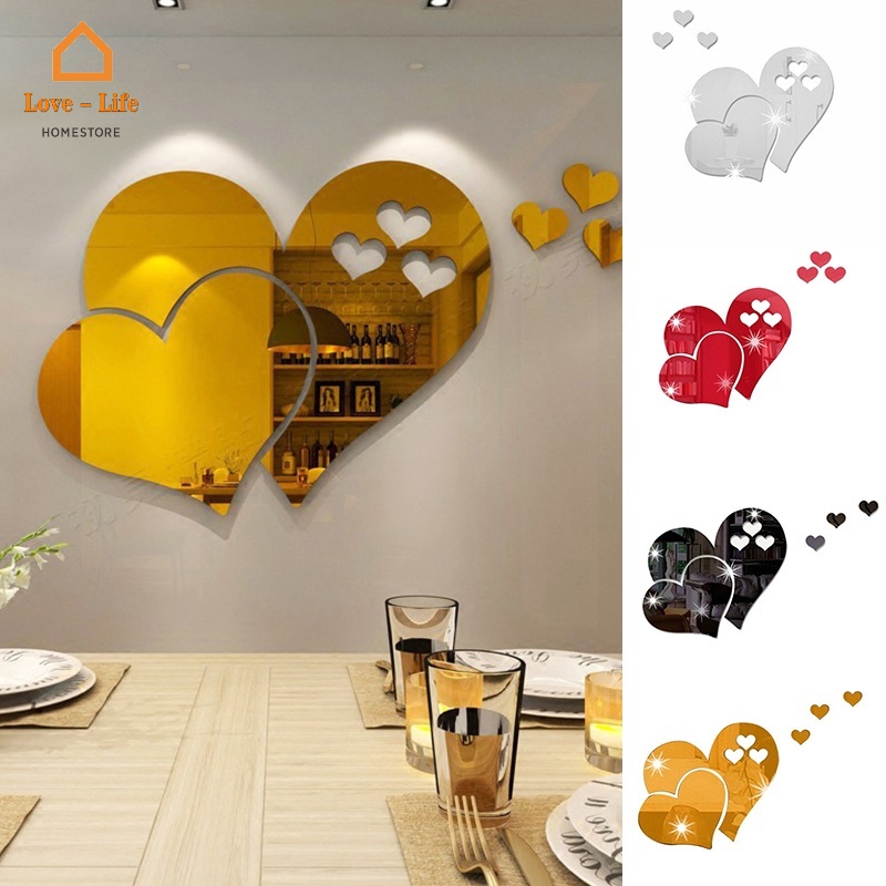 Miếng Dán Tường Họa Tiết Trái Tim 3D Chống Thấm Nước Chống Ăn Mòn Trang Trí Nhà Cửa DIY