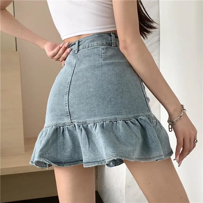 Chân Váy Jean Đuôi Cá Xoè Cạp Cao Hàng Quảng Châu Siêu Đẹp (Ảnh thật ở cuối) | BigBuy360 - bigbuy360.vn