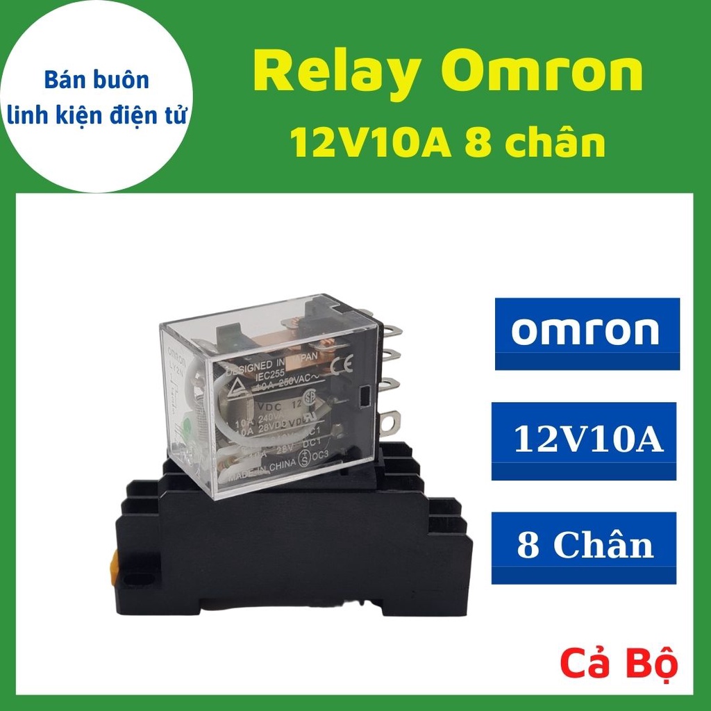 Relay omron 12V, rơ le 12v 8 chân, LY2N [Loại 12V10A)