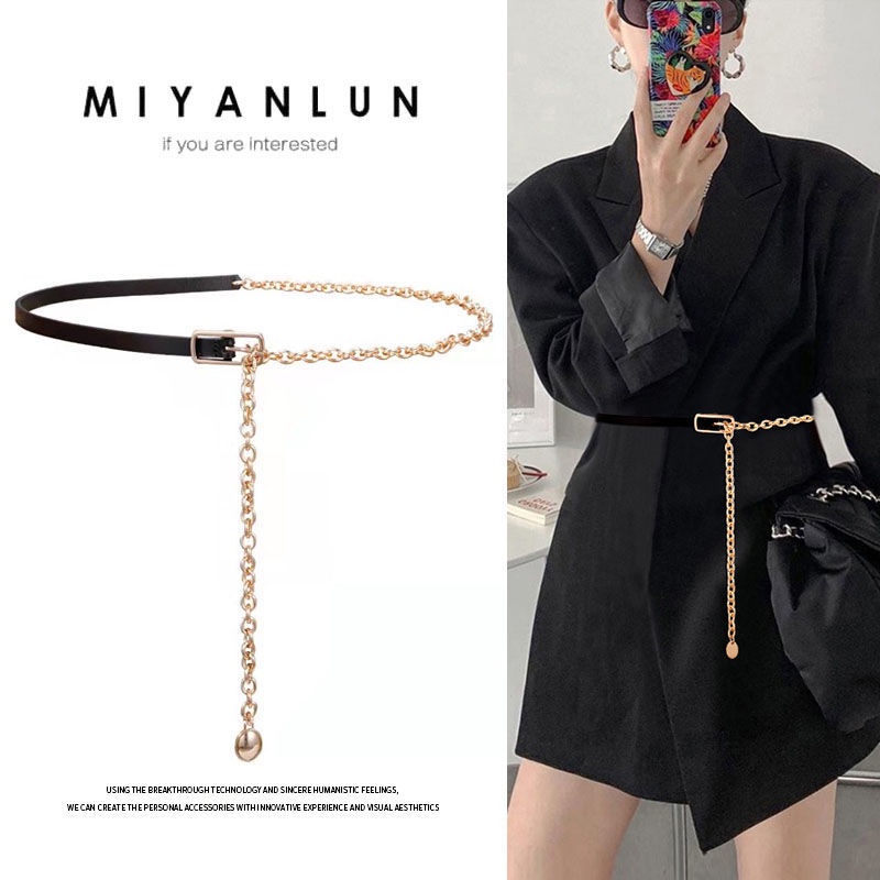 Dây Xích Đeo Thắt Lưng Kèm Váy / Áo Sweater Mỏng Thời Trang Cho Nữ Xiaoxiangfeng