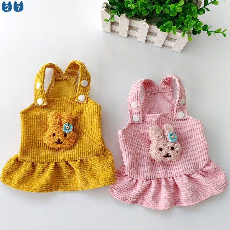 [27Pets] Váy Yếm Vải Nhung Trang Trí Búp Bê