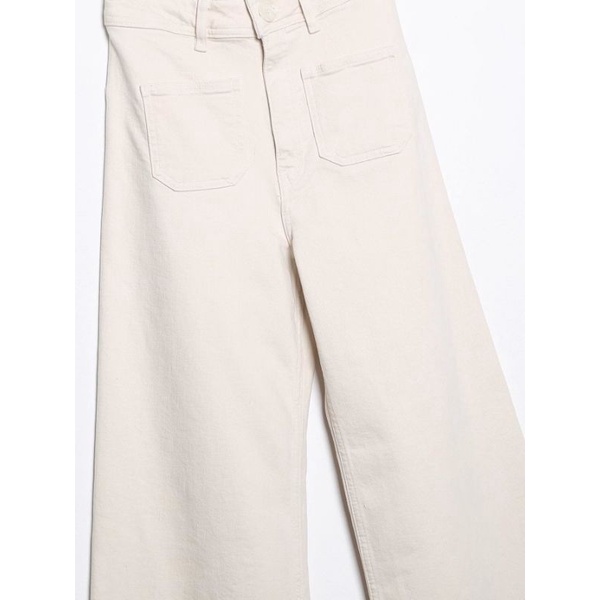 QUẦN JEANS TRẮNG ỐNG SUÔNG 2 TÚI NHỎ PHÍA TRƯỚC