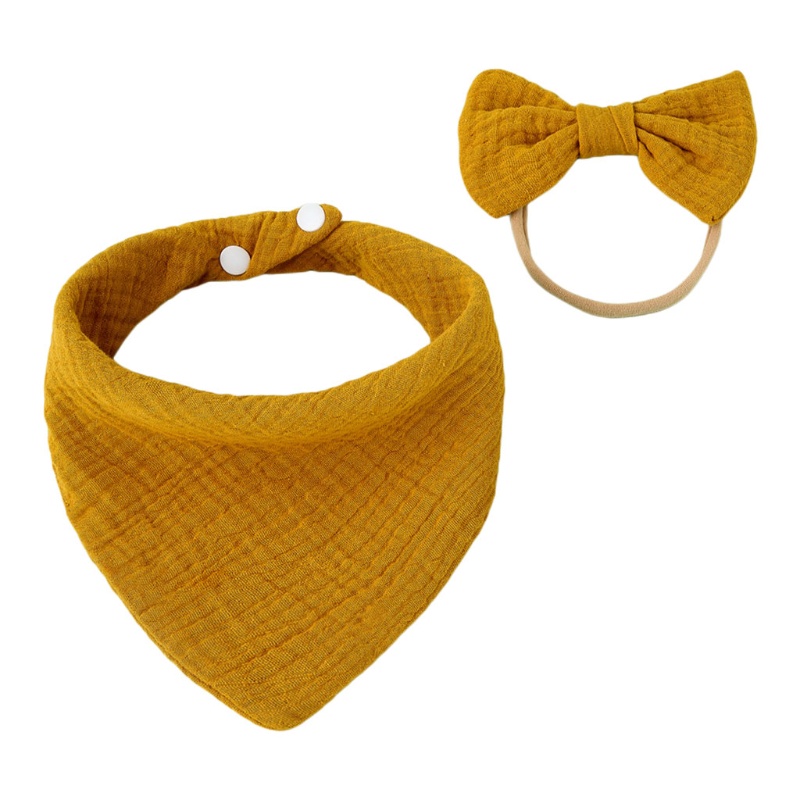 Set 2 Yếm Ăn Co Giãn Đính Nơ Hình Tam Giác Cho Bé Gái