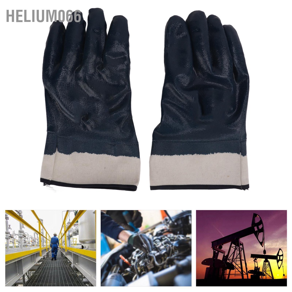 Helium066 Găng tay chống dầu Không thấm nước Cao su mài mòn Nitrile tráng cho công nghiệp