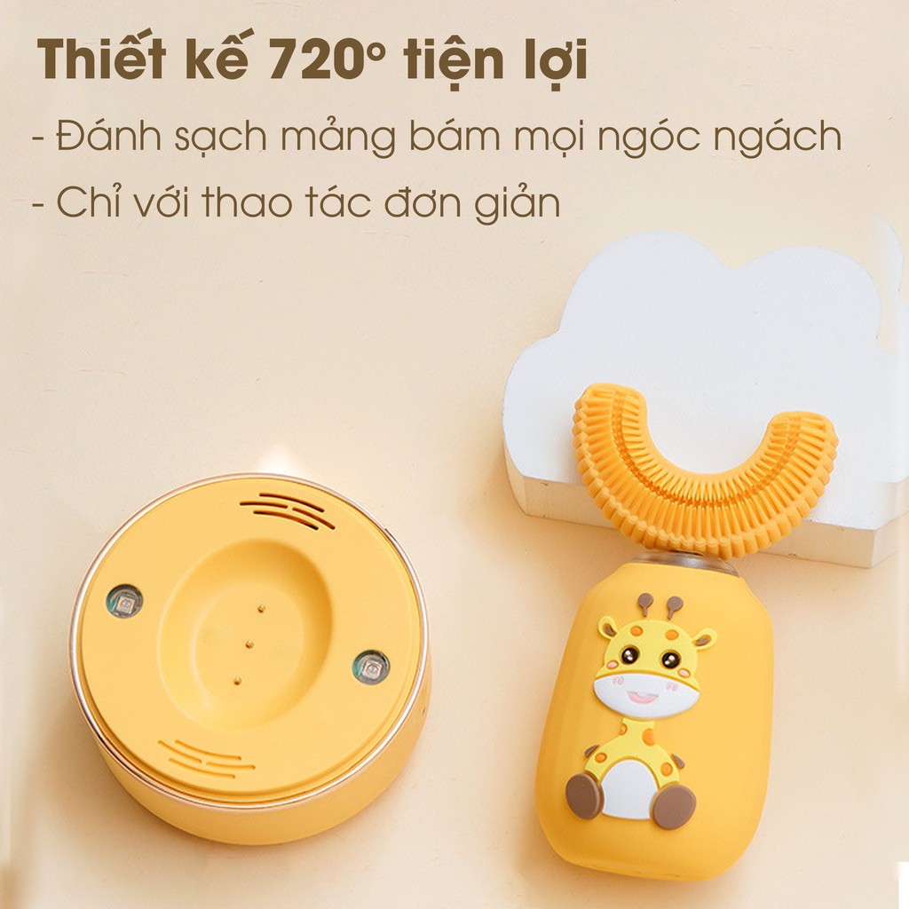 [Tặng Qùa] Bàn chải điện trẻ em Brushie Kids bản CAO CẤP, cho bé 2-7 tuổi, Khử Khuẩn, cho Răng nhạy cảm, Chăm sóc nứu