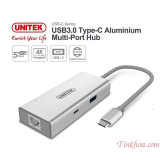 CÁP CHUYỂN TYPE-C TO USB 3.0 + HDMI + LAN + NGUỒN UNITEK Y-9117