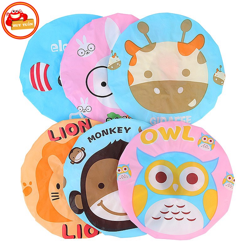 Mũ tắm chùm tóc trùm đầu chụp tóc họa tiết hoạt hình cute - Mũ tắm chất liệu PVC dầy dặn chống nước (MCT01)