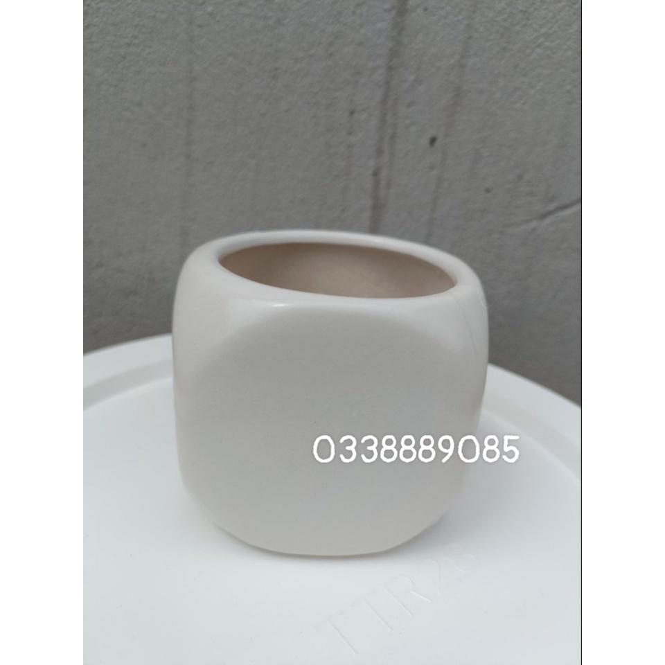 Chậu sứ bát tràng vuông trơn trồng xương rồng, sen đá, derco siêu đẹp.